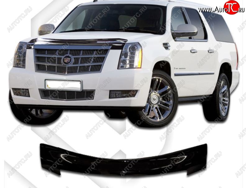 2 079 р. Дефлектор капота CA-Plastiс Cadillac Escalade GMT926 джип 5 дв. короткая база (2006-2014) (Classic черный, Без надписи)  с доставкой в г. Пермь