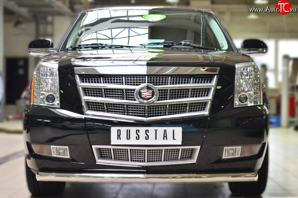 16 299 р. Одинарная защита переднего бампера диаметром 76 мм SLITKOFF Cadillac Escalade GMT926 джип 5 дв. короткая база (2006-2014)  с доставкой в г. Пермь