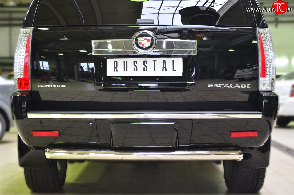 14 549 р. Защита заднего бампера (Ø76 мм, нержавейка) SLITKOFF  Cadillac Escalade  GMT926 джип 5 дв. (2006-2014) короткая база  с доставкой в г. Пермь