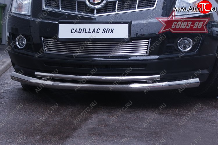 20 339 р. Защита переднего бампера двойная Souz-96 (d76/42) Cadillac SRX дорестайлинг (2010-2012)  с доставкой в г. Пермь