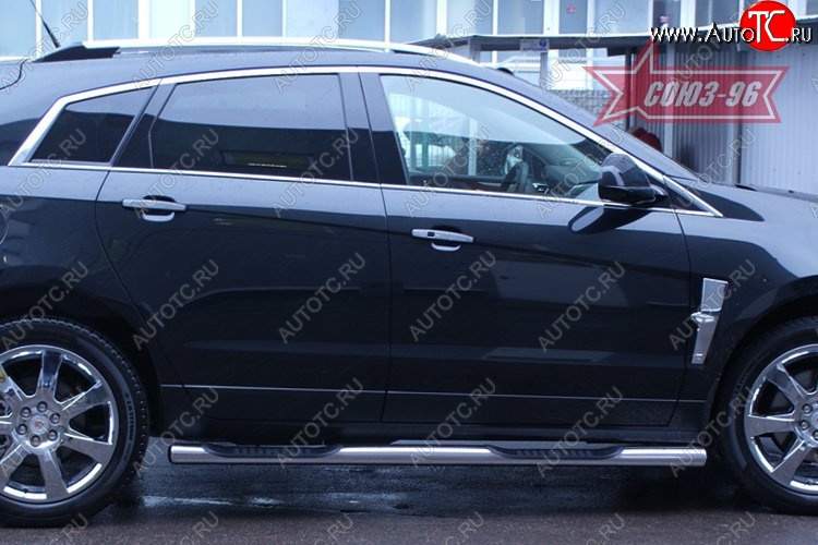 18 089 р. Защита порогов с проступью Souz-96 (d76) Cadillac SRX дорестайлинг (2010-2012)  с доставкой в г. Пермь