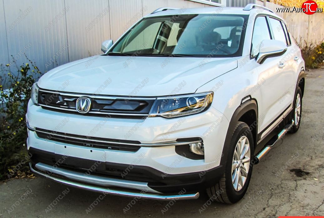 10 849 р. Защита переднего бампера Slitkoff (d42 мм)  Changan CS35 Plus (2018-2022) дорестайлинг (Нержавейка, Полированная)  с доставкой в г. Пермь