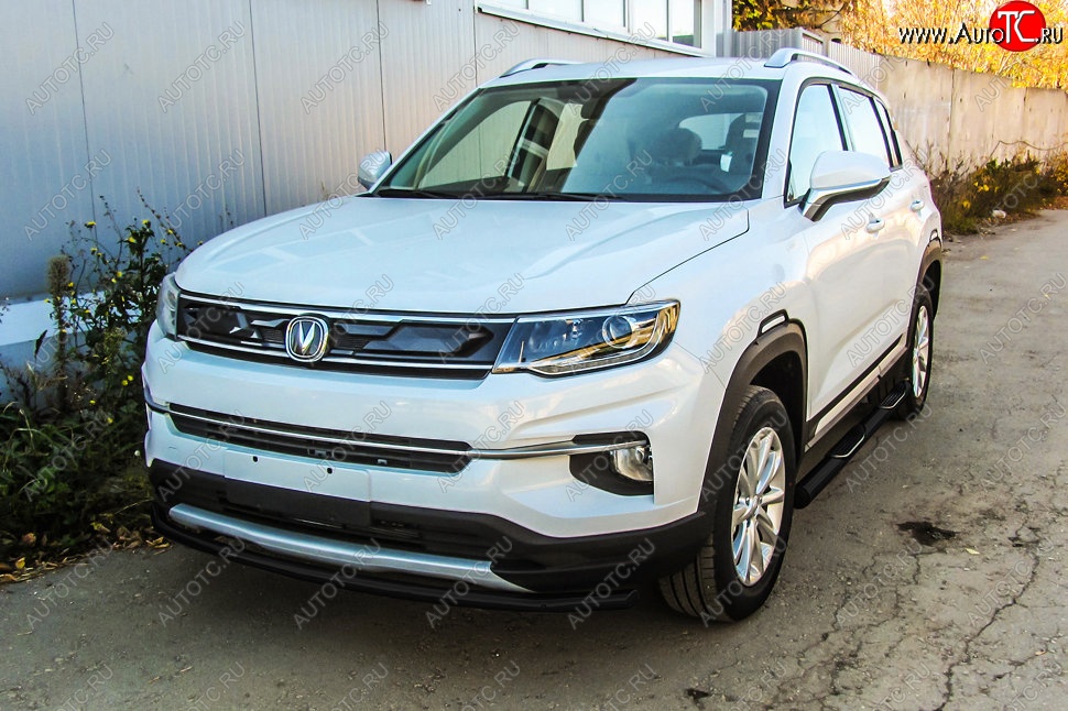 7 599 р. Защита переднего бампера Slitkoff (d42 мм)  Changan CS35 Plus (2018-2022) дорестайлинг (Сталь с полимерным покрытием. Цвет: чёрный)  с доставкой в г. Пермь