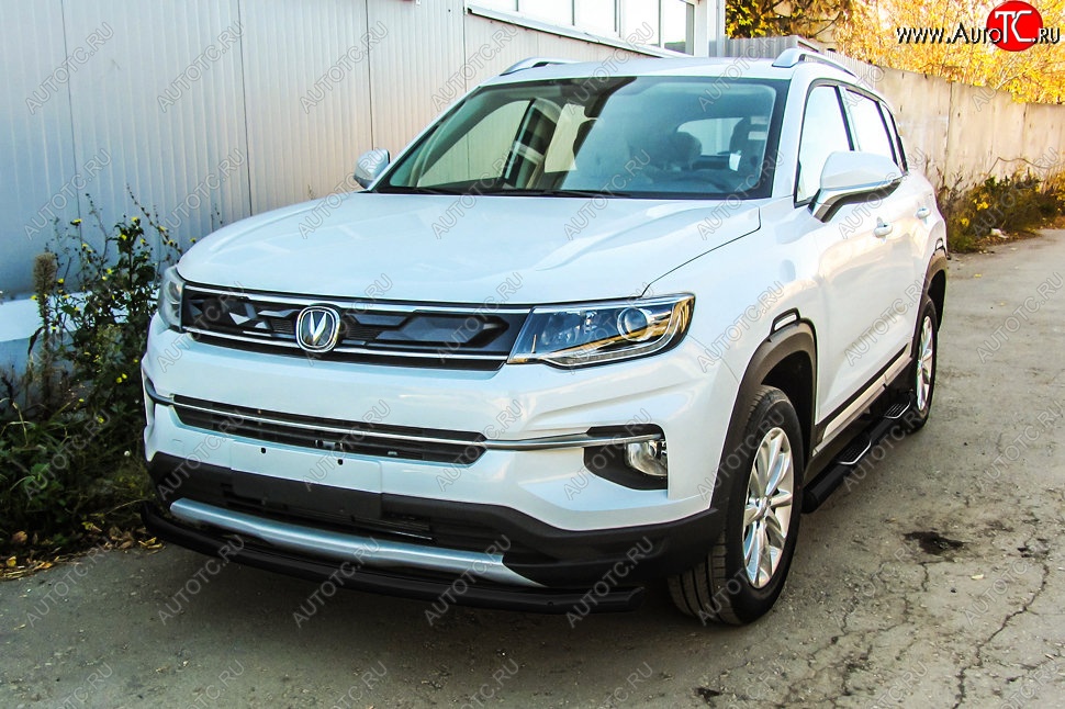 8 249 р. Защита переднего бампера Slitkoff (d57)  Changan CS35 Plus (2018-2022) дорестайлинг (Сталь с полимерным покрытием. Цвет: чёрный)  с доставкой в г. Пермь