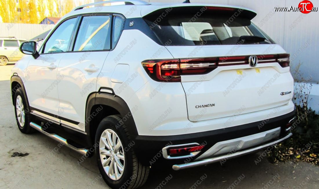 8 999 р. Защита заднего бампера Slitkoff (d42)  Changan CS35 Plus (2018-2022) дорестайлинг (Нержавейка, Полированная)  с доставкой в г. Пермь