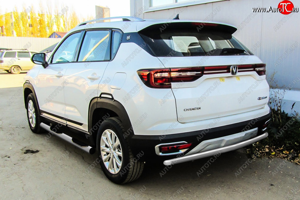 6 399 р. Защита заднего бампера Slitkoff (d42)  Changan CS35 Plus (2018-2022) дорестайлинг (Сталь с полимерным покрытием. Цвет: серебристый)  с доставкой в г. Пермь