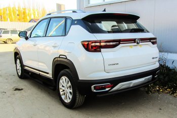 Защита заднего бампера Slitkoff (d42) Changan CS35 Plus (2018-2022) дорестайлинг (Сталь с полимерным покрытием. Цвет: чёрный)