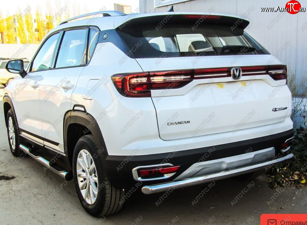 10 849 р. Защита заднего бампера Slitkoff (d57)  Changan CS35 Plus (2018-2022) дорестайлинг (Нержавейка, Полированная)  с доставкой в г. Пермь