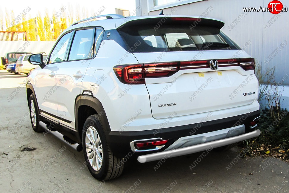 7 599 р. Защита заднего бампера Slitkoff (d57)  Changan CS35 Plus (2018-2022) дорестайлинг (Сталь с полимерным покрытием. Цвет: серебристый)  с доставкой в г. Пермь