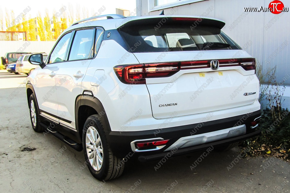 7 599 р. Защита заднего бампера Slitkoff (d57)  Changan CS35 Plus (2018-2022) дорестайлинг (Сталь с полимерным покрытием. Цвет: чёрный)  с доставкой в г. Пермь