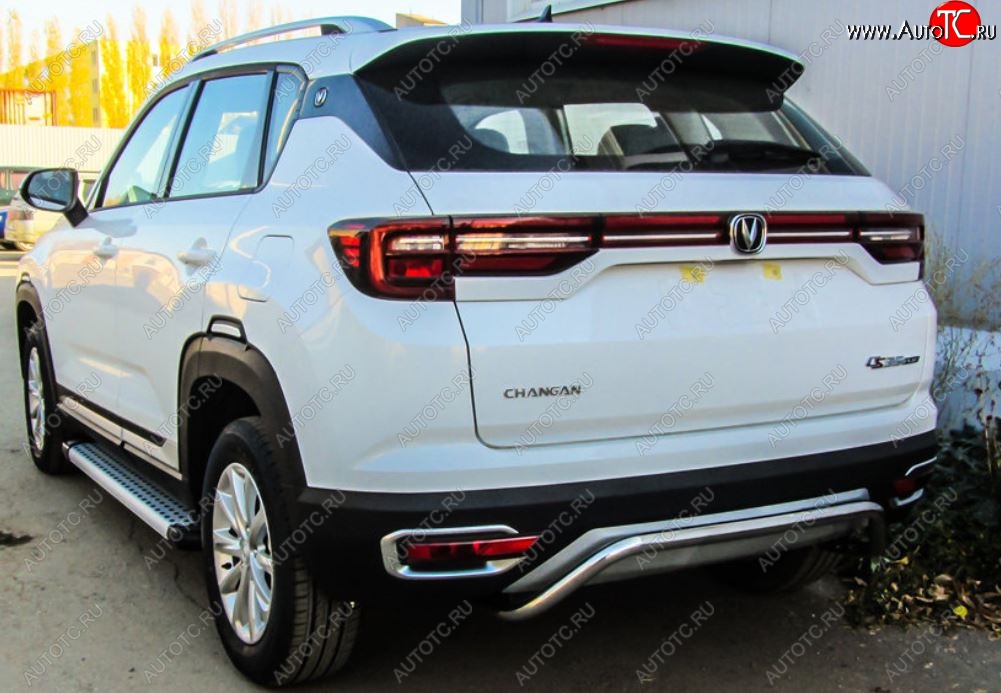 10 849 р. Защита заднего бампера Slitkoff (скоба, d42)  Changan CS35 Plus (2018-2022) дорестайлинг (Нержавейка, Полированная)  с доставкой в г. Пермь