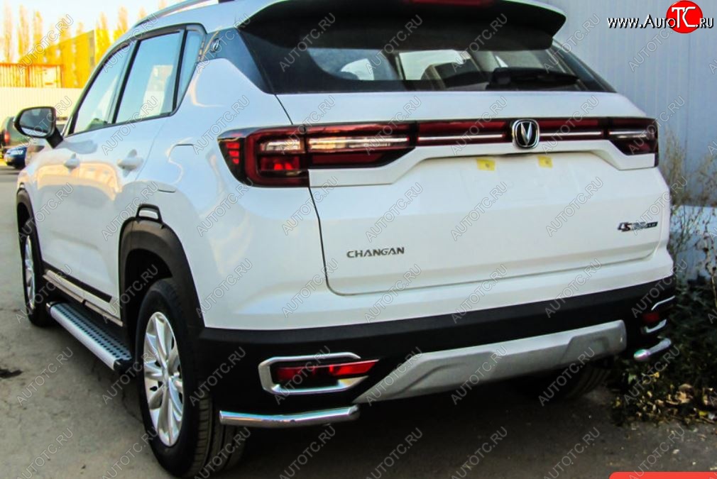 9 249 р. Защита заднего бампера Slitkoff (уголки из 1 трубы d42 мм)  Changan CS35 Plus (2018-2022) дорестайлинг (Нержавейка, Полированная)  с доставкой в г. Пермь