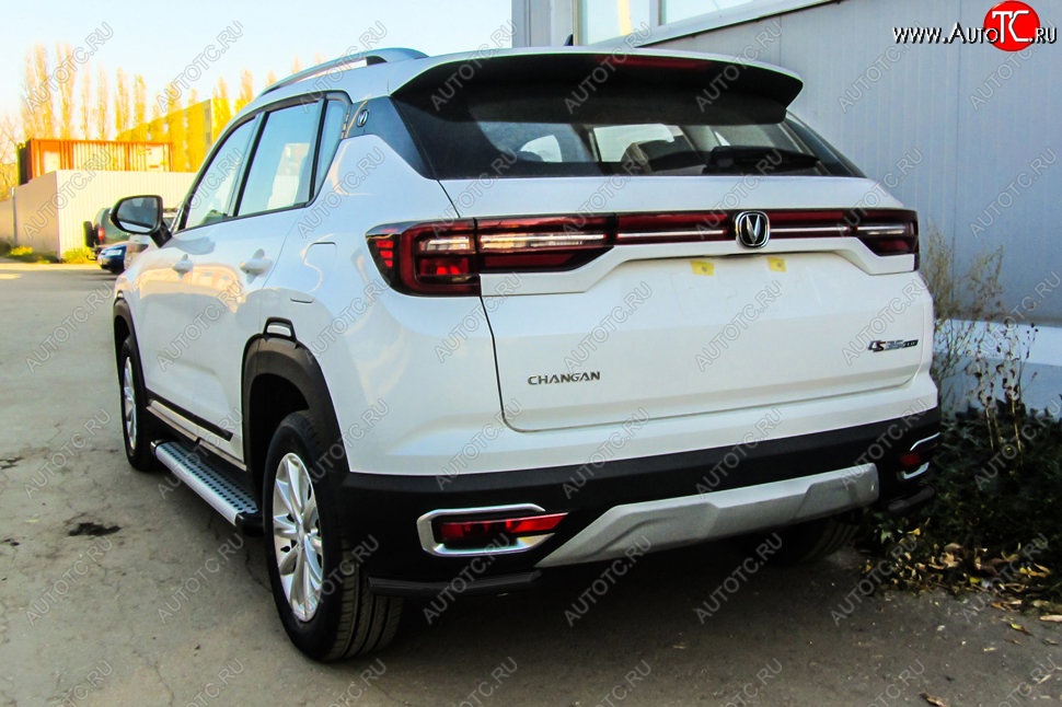 6 499 р. Защита заднего бампера Slitkoff (уголки из 1 трубы d42 мм)  Changan CS35 Plus (2018-2022) дорестайлинг (Сталь с полимерным покрытием. Цвет: чёрный)  с доставкой в г. Пермь