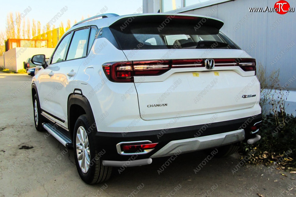6 499 р. Защита заднего бампера Slitkoff (уголки из 1 трубы d42 мм)  Changan CS35 Plus (2018-2022) дорестайлинг (Сталь с полимерным покрытием. Цвет: серебристый)  с доставкой в г. Пермь
