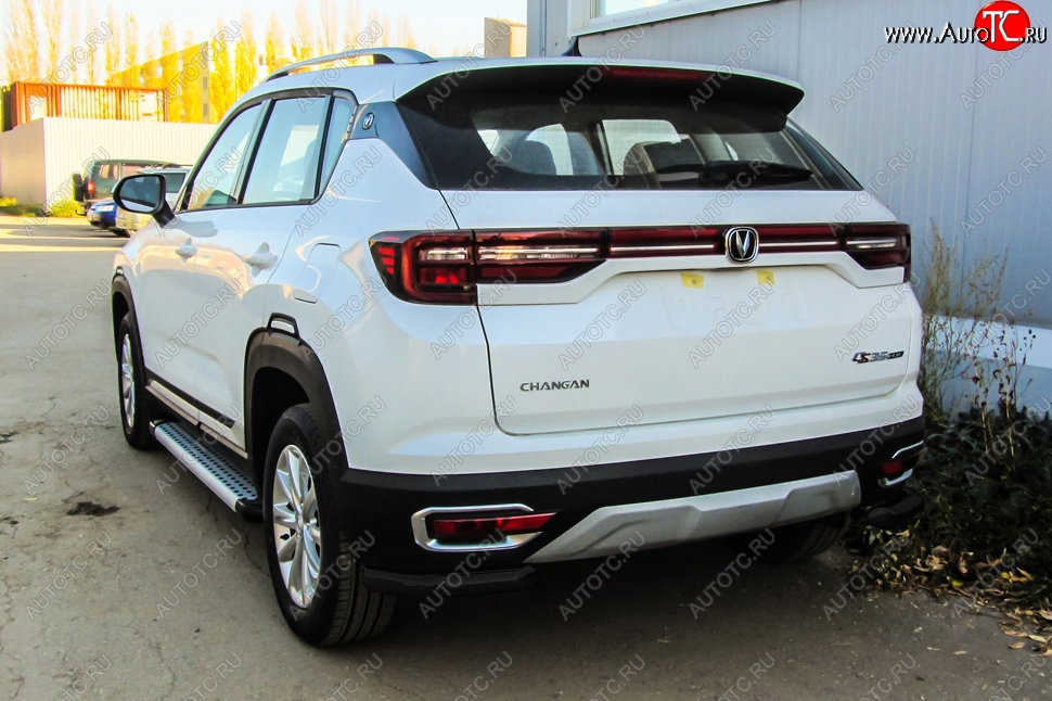 6 799 р. Защита заднего бампера Slitkoff (уголки из 1 трубы d57 мм)  Changan CS35 Plus (2018-2022) дорестайлинг (Сталь с полимерным покрытием. Цвет: чёрный)  с доставкой в г. Пермь
