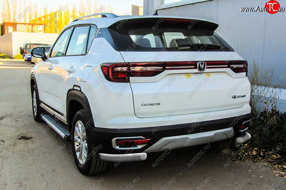 6 799 р. Защита заднего бампера Slitkoff (уголки из 1 трубы d57 мм)  Changan CS35 Plus (2018-2022) дорестайлинг (Сталь с полимерным покрытием. Цвет: серебристый)  с доставкой в г. Пермь