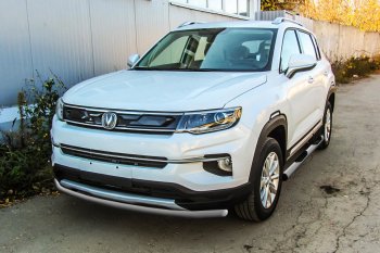 Защита переднего бампера Slitkoff (Ø 42 мм). Changan CS35 Plus дорестайлинг (2018-2022) (Сталь окрашенная в цвет: серебристый)