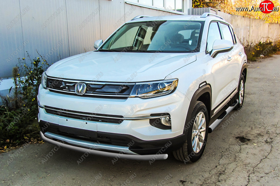 7 599 р. Защита переднего бампера Slitkoff (Ø 42 мм).  Changan CS35 Plus (2018-2022) дорестайлинг (Сталь окрашенная в цвет: серебристый)  с доставкой в г. Пермь