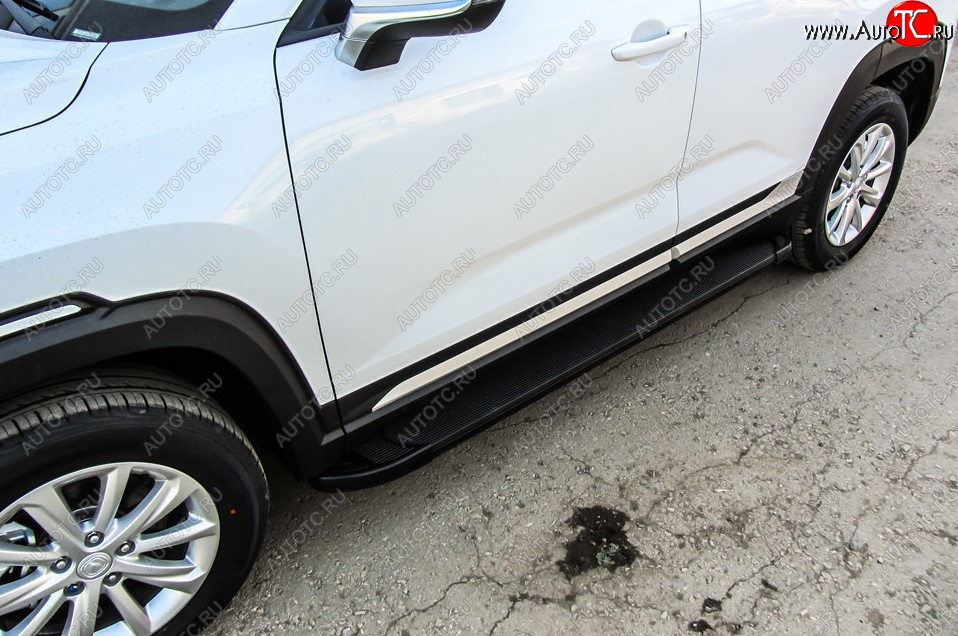13 349 р. Пороги алюминиевые Slitkoff  Changan CS35 Plus (2018-2022) дорестайлинг (Optima Black )  с доставкой в г. Пермь