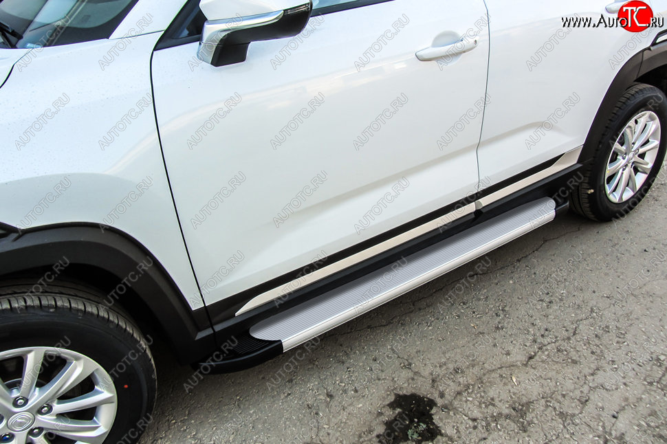 13 349 р. Пороги алюминиевые Slitkoff  Changan CS35 Plus (2018-2022) дорестайлинг (Optima Silver)  с доставкой в г. Пермь