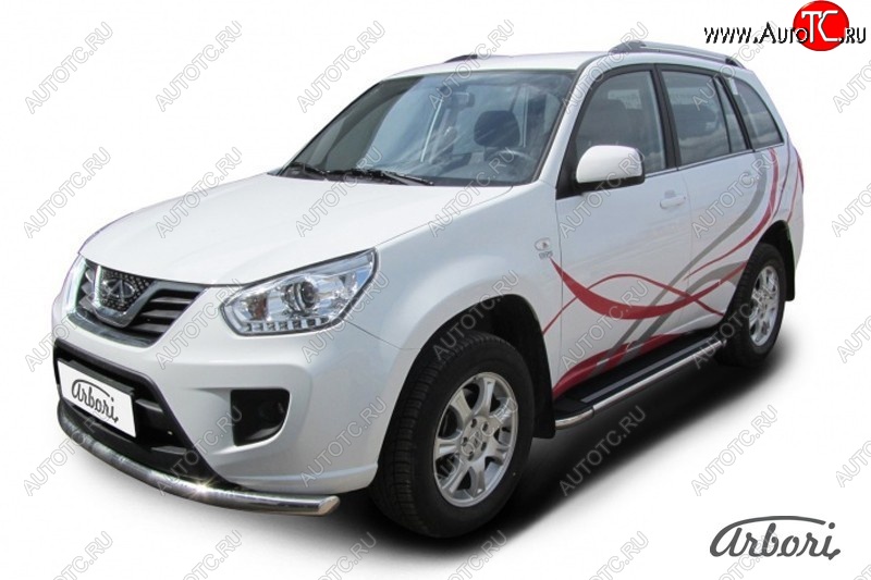 12 149 р. Порожки для ног Arbori Luxe Black Chery Tiggo T11 рестайлинг (2013-2016)  с доставкой в г. Пермь