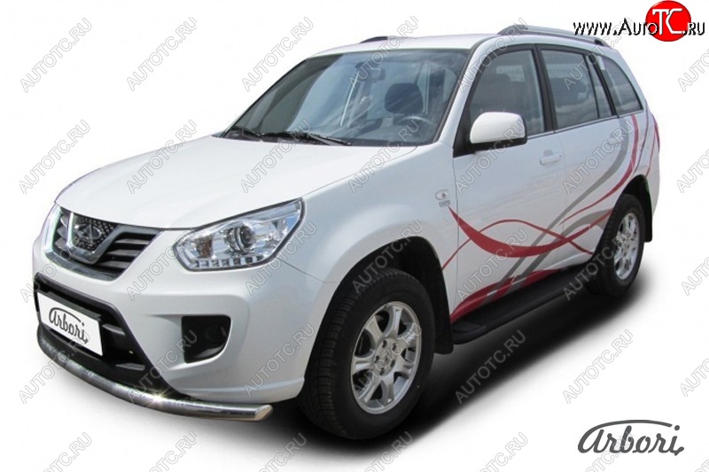 11 339 р. Порожки для ног Arbori Optima Black  Chery Tiggo T11 (2013-2016) рестайлинг  с доставкой в г. Пермь
