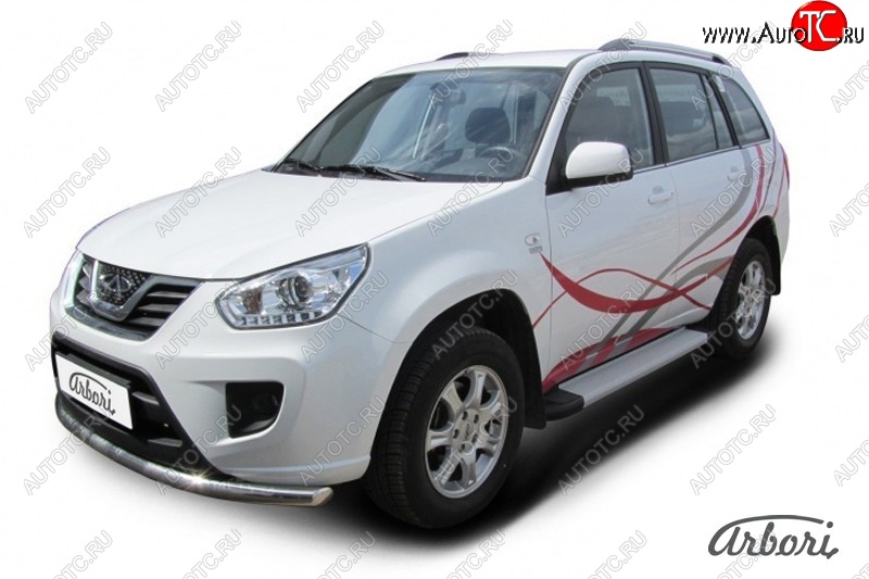10 619 р. Порожки для ног Arbori Optima Silver Chery Tiggo T11 рестайлинг (2013-2016)  с доставкой в г. Пермь