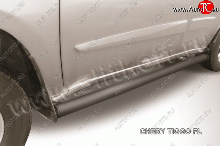 10 599 р. Защита порогов d76 труба Slitkoff  Chery Tiggo T11 (2013-2016) рестайлинг (Цвет: серебристый)  с доставкой в г. Пермь