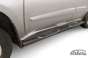 Защита штатных порогов Arbori (с проступью, черная, d76 mm). Chery Tiggo T11 (2013-2016) рестайлинг