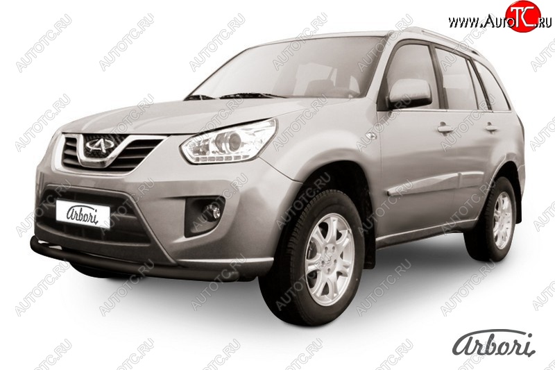 8 459 р. Защита переднего бампера Arbori (черная, 1 труба d57 mm).  Chery Tiggo T11 (2013-2016) рестайлинг  с доставкой в г. Пермь