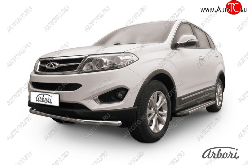 9 989 р. Защита переднего бампера Arbori (легированная сталь, 1 труба d57 mm). Chery Tiggo T11 рестайлинг (2013-2016)  с доставкой в г. Пермь