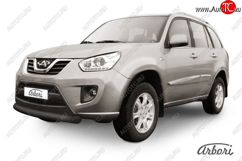 6 389 р. Защита переднего бампера Arbori (короткая, черная, 1 труба d76 mm).  Chery Tiggo T11 (2013-2016) рестайлинг  с доставкой в г. Пермь