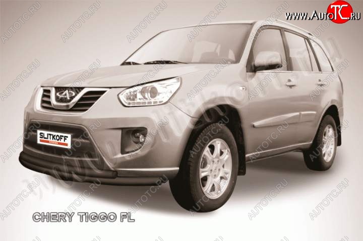9 899 р. Защита переднего бампер из труб d57 и d42 Slitkoff  Chery Tiggo T11 (2013-2016) рестайлинг (Цвет: серебристый)  с доставкой в г. Пермь
