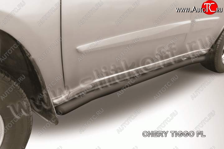 10 949 р. Защита порогов из труб d57 Slitkoff  Chery Tiggo T11 (2013-2016) рестайлинг (Цвет: серебристый)  с доставкой в г. Пермь