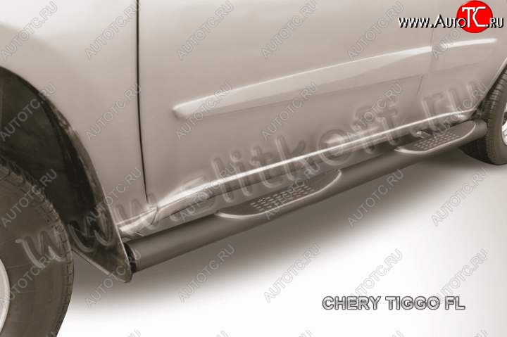 12 399 р. Защита порогов из труб d76 Slitkoff  Chery Tiggo T11 (2013-2016) рестайлинг (Цвет: серебристый)  с доставкой в г. Пермь