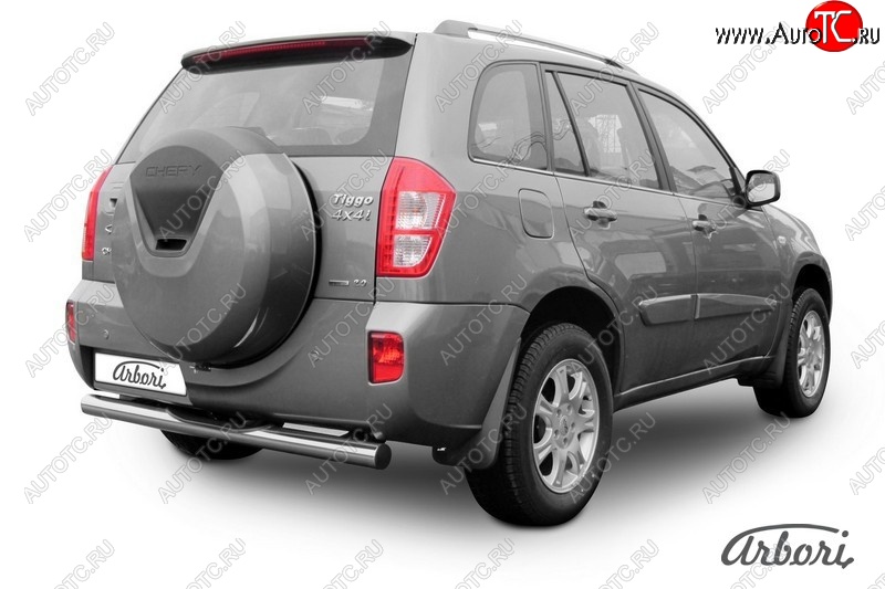 8 999 р. Защита заднего бампера Arbori (с проступью, легированная сталь, 1 труба d76 mm).  Chery Tiggo T11 (2013-2016) рестайлинг  с доставкой в г. Пермь