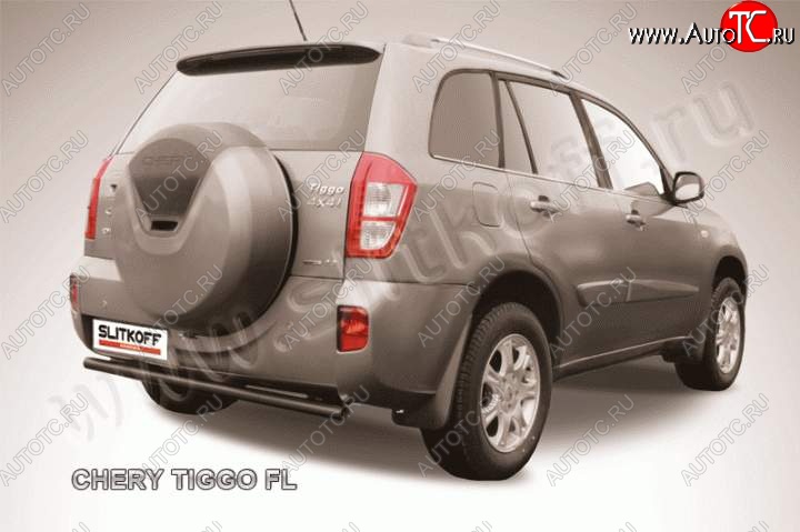 5 489 р. Защита заднего бампера из трубы d57 Slitkoff  Chery Tiggo T11 (2013-2016) рестайлинг (Цвет: серебристый)  с доставкой в г. Пермь