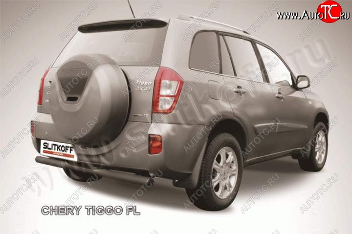6 399 р. Защита заднего бампера из трубы d76 Slitkoff (с поступью)  Chery Tiggo T11 (2013-2016) рестайлинг (Цвет: серебристый)  с доставкой в г. Пермь