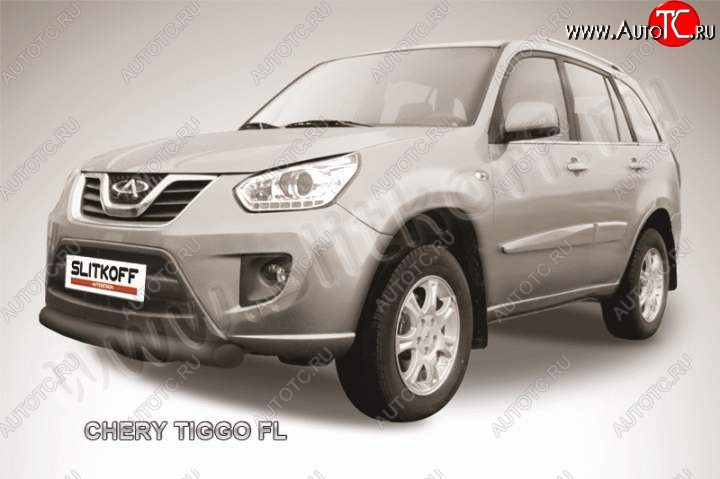 8 599 р. Защита переднего бампера из трубы d76 Slitkoff  Chery Tiggo T11 (2013-2016) рестайлинг (Цвет: серебристый)  с доставкой в г. Пермь
