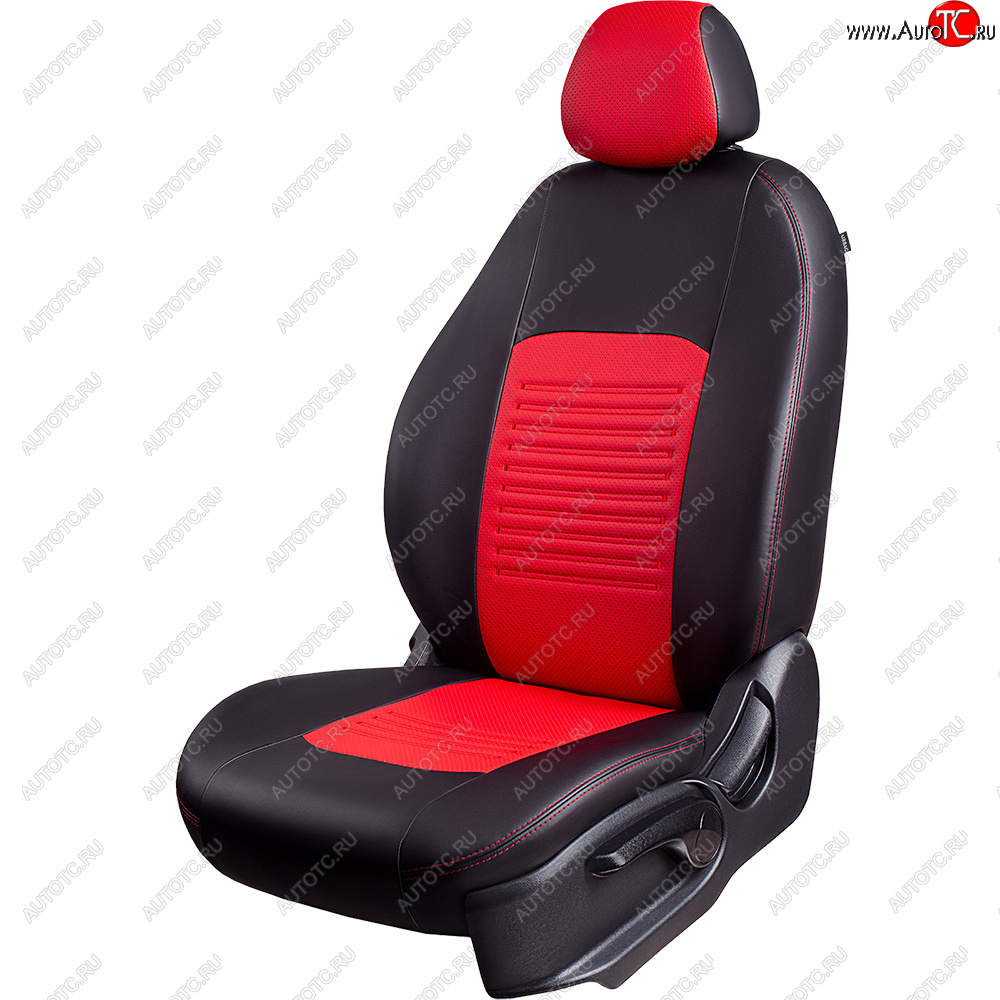 6 799 р. Чехлы для сидений Lord Autofashion Турин (экокожа, спинка 60/40, 3 Г-образных подголовника)  Chery Tiggo 2 - Tiggo 3x (Чёрный, вставка красная)  с доставкой в г. Пермь