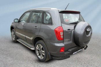 Уголки на задний бампер Slitkoff (Ø 57 мм) Chery Tiggo 3 (2014-2020) (Цвет: черный)