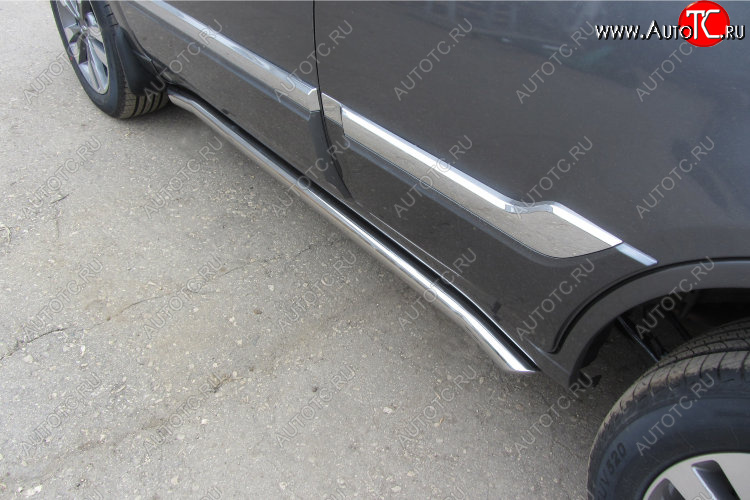 15 649 р. Защита порогов Slitkoff (Ø 57 мм, с гибами)  Chery Tiggo 3 (2014-2020) (Полированная нержавейка)  с доставкой в г. Пермь
