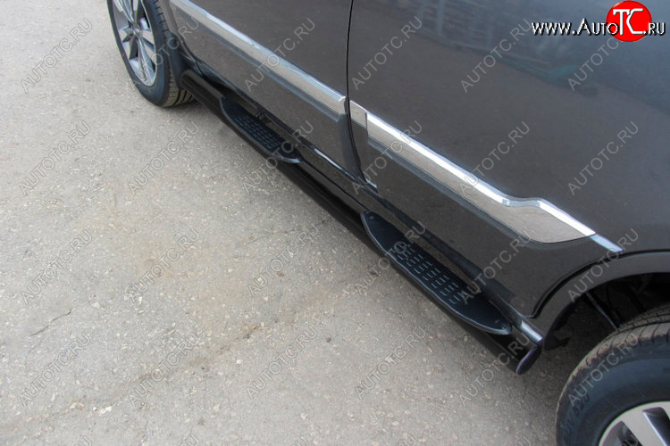 13 199 р. Защита порогов Slitkoff (Ø 76 мм, с проступями)  Chery Tiggo 3 (2014-2020) (Цвет: черный)  с доставкой в г. Пермь