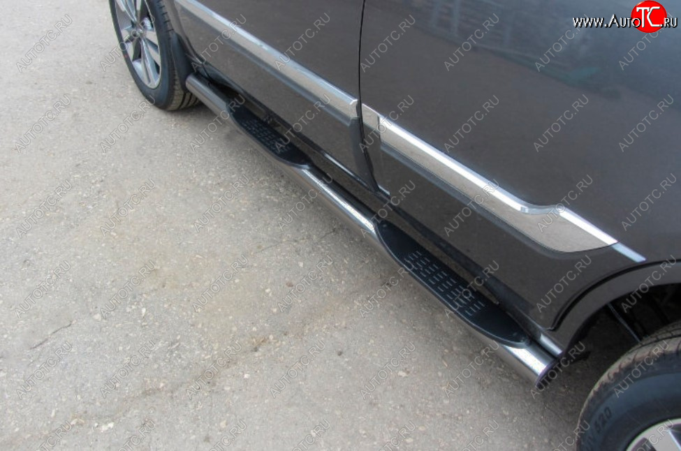 12 399 р. Защита порогов Slitkoff (Ø 76 мм, с проступями)  Chery Tiggo 3 (2014-2020) (Цвет: серебристый)  с доставкой в г. Пермь