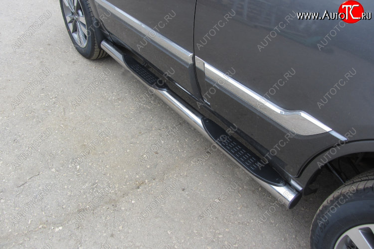 17 699 р. Защита порогов Slitkoff (Ø 76 мм, с проступями)  Chery Tiggo 3 (2014-2020) (Полированная нержавейка)  с доставкой в г. Пермь