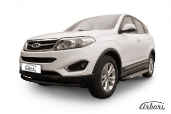 Защита переднего бампера Arbori (1 труба d57 mm). Chery Tiggo 5  (T21) (2014-2017) дорестайлинг (черная)