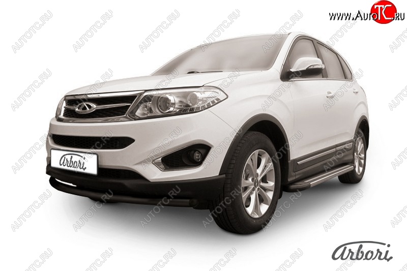 5 669 р. Защита переднего бампера Arbori (1 труба d57 mm). Chery Tiggo 5 (T21) дорестайлинг (2014-2017) (черная)  с доставкой в г. Пермь