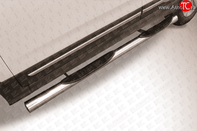 17 699 р. Защита порогов из трубы d76 мм с пластиковыми вставками для ног Slitkoff Chery Tiggo 5 (T21) дорестайлинг (2014-2017) (Нержавейка, Полированная)  с доставкой в г. Пермь