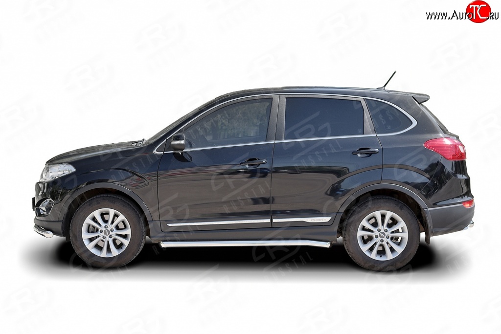 52 949 р. Защита порогов из круглой трубы диаметром 63 мм Russtal Chery Tiggo 5 (T21) дорестайлинг (2014-2017) (Защита порогов с со скосами на торцах (вариант 1))  с доставкой в г. Пермь