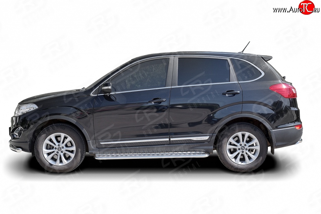 13 399 р. Широкая защита порогов Russtal Chery Tiggo 5 (T21) дорестайлинг (2014-2017) (Защита порогов с со скосами на торцах (вариант 1))  с доставкой в г. Пермь